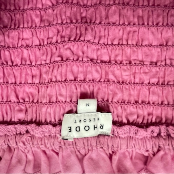 RHODE Resort Pink Eva Off The Shoulder Smocked Cotton Maxi Dress medium - Picture 4 of 10